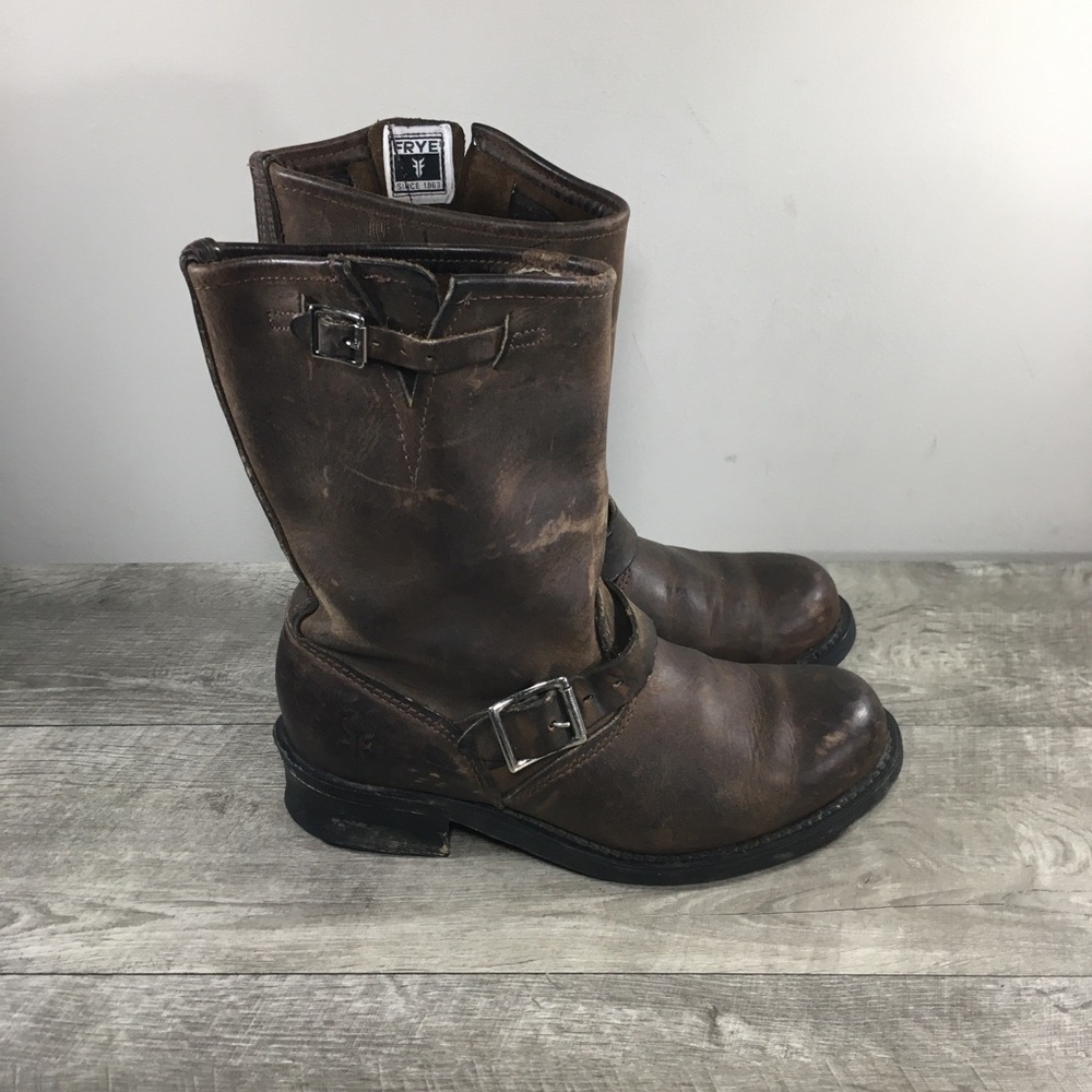 Frye 87800 8R Harness Leather Motorcycle Engineer Women's Moto Boots Size 7 USA